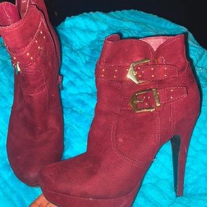 Burgundy Guess Booties